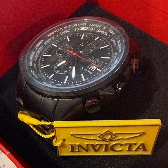Invicta Black and Silver World Time Watch - Picture 2 of 3